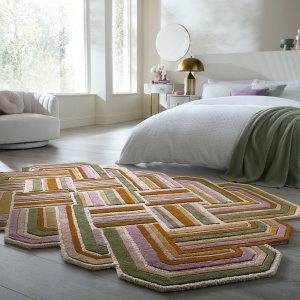 Covor Lattice Shaped Wool Lila 160x230 cm