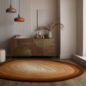 Covor oval Puddle Ombre Wool Maro 160x230 cm, Flair Rugs
