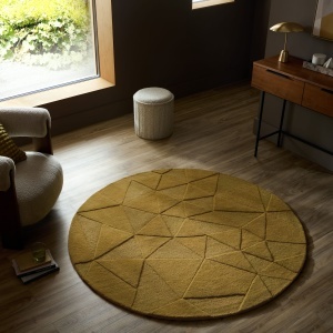 Covor rotund Shard Auriu 160x160 cm