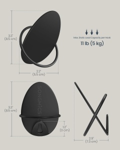 Cuier carlig Negru Songmics 7.2x5.2x8.5 cm - Img 6