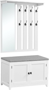 Cuier cu pantofar si bancuta Alb Vasagle 82x31x142 cm