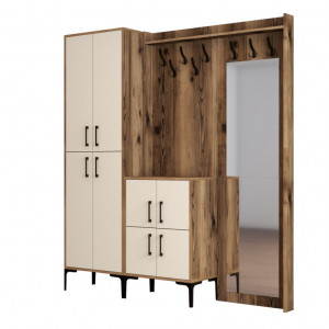 Cuier pentru Hol Berlin ABC - Walnut, Crem - Img 5