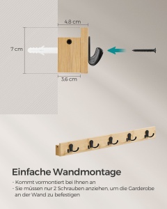 Cuier Songmics Bej 70x7x4.8 cm - Img 6