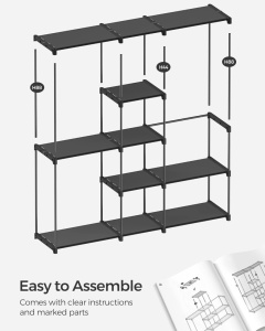 Cuier stander modular Negru Songmics 182x43x182 cm - Img 2
