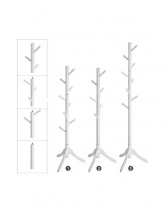 Cuier tip pom, Vasagle, 8 suporti, Alb, RCR60WT, 47 x 47 x 175 cm - Img 3