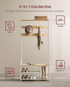 Cuier Vasagle Alb 85x30x180.5 cm - Img 6