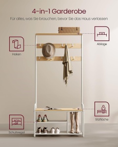 Cuier Vasagle Alb 85x30x180.5 cm - Img 6