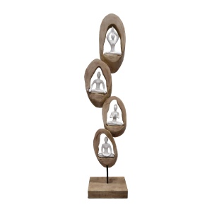 Decoratiune de masa Yove lemn de mango natural si fier 18x9x69 cm