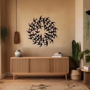 Decoratiune de perete din metal, Swarm, Negru, 0.2x50x50 cm - Img 2
