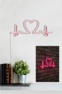Decoratiune luminoasa LED de perete Love Rhythm Roz 51x21x2 cm - Img 4