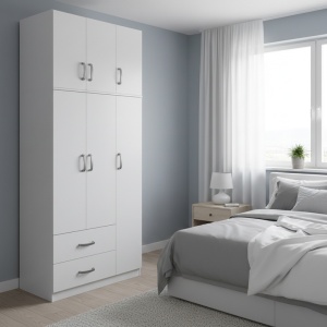 Dulap cu 3 usi, Athos, V4, Alb, 90x42x240 cm