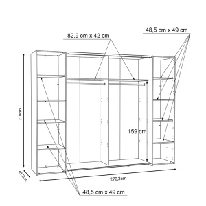 Dulap cu 4 usi Verzo Pako World Maro deschis 270.5x61.5x210.5 cm - Img 5