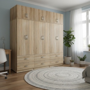 Dulap cu 6 usi, Athos, V24, Stejar, 240x42x240 cm