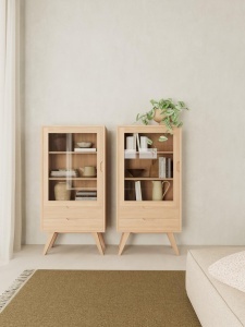Dulap cu vitrina A-Line, Alb, 145x72x36 cm
