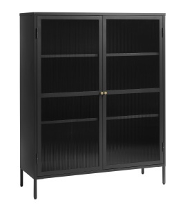 Dulap cu vitrina BRONCO, Negru, 40x140x111 cm - Img 3