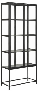 Dulap cu vitrina Seaford, Negru, 185.6x77x35 cm - Img 2