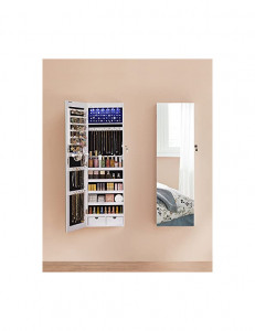 Dulap de bijuterii cu oglinda, Songmics, JJC99WT, Alb, 9,3 x 37 x 107 cm - Img 7