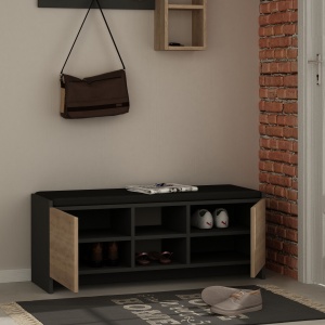 Dulap de pantofi cu banca Zulla Antracit 110x43x37 cm - Img 2