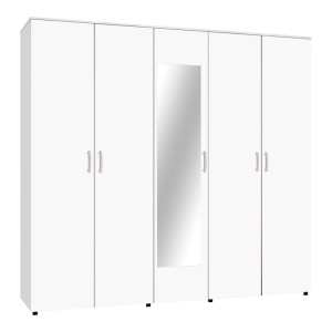 Dulap dormitor cu oglinda Luna Pako World Alb 220x52x200 cm