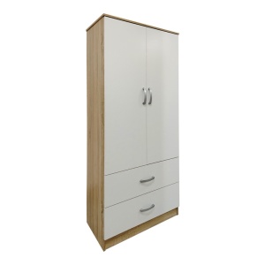 Dulap haine cu 2 usi si sertare Lego Alb Maro 80x42x180 cm