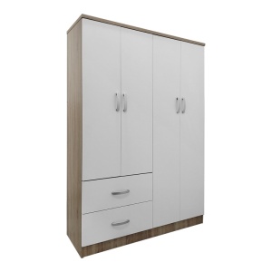 Dulap haine cu 4 usi si sertare Lego Alb Maro 120.5x42x181 cm