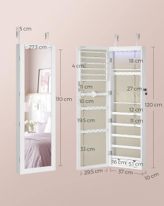 Dulap pentru bijuterii, Songmics, Natural-Bej, 120x10x36.7 cm - Img 6