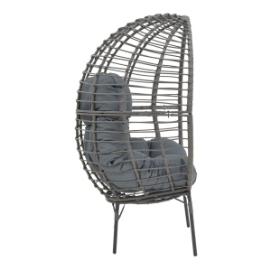 Fotoliu de gradina Nestie ratan picioare metal gri perna gri 102x80x155 cm - Img 3