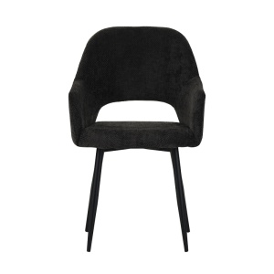 Fotoliu Factols material textil negru si picioare din metal negru 53x61x84 cm - Img 4