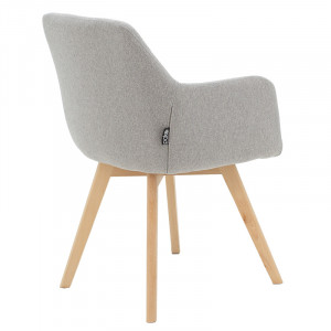 Fotoliu Nasima material textil gri - culoare lemn natural 57x58x84cm - Img 2