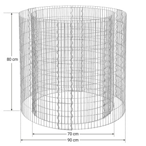 Ghiveci strat inaltat gabion rotund Songmics Argintiu 90x70x80 cm - Img 2