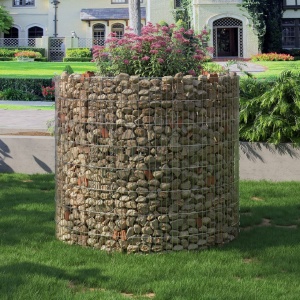 Ghiveci strat inaltat gabion rotund Songmics Argintiu 90x70x80 cm - Img 3