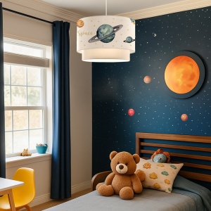 Lampa pentru copii Saturn, Pako World, Multicolor-Alb, 30x30x20 cm - Img 2