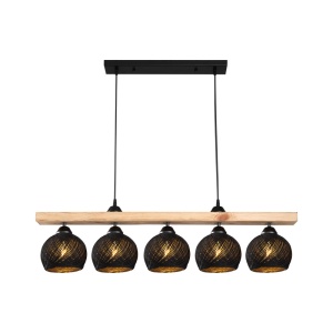 Lampa Salote, Pako World, E27, 5 becuri, Maro-Negru, 100x18x24 cm - Img 3