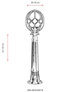 Lampadar de exterior Baraka Negru 110x35 cm - Img 3
