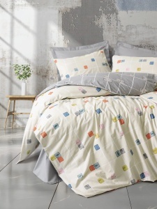 Lenjerie Evo Gri cu elastic 160x200 (Bumbac 100%)