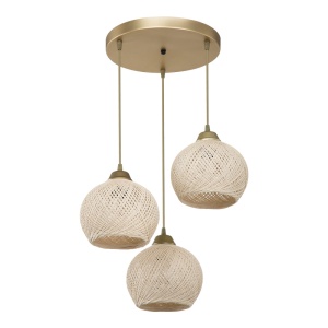 Lustra cu trei lumini PWL-1121, E27 crem-auriu, 40x75 cm