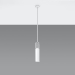 Lustra suspendata Borgio Alb 8x8x105 cm - Img 2
