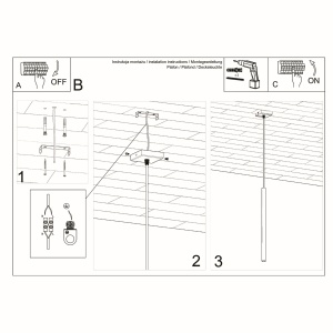 Lustra suspendata Pastelo Alb 8x8x100 cm - Img 4