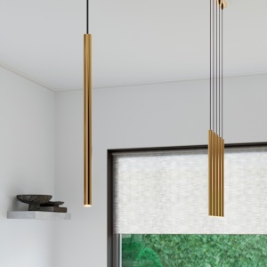 Lustra suspendata Pastelo Auriu 19.5x19.5x115 cm - Img 7