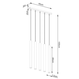 Lustra suspendata Pastelo din beton Gri 25x25x100 cm - Img 5