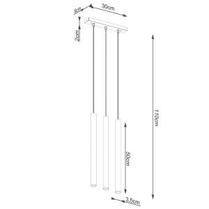 Lustra suspendata Pastelo din beton Gri 30x3.5x110 cm - Img 5