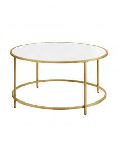 Masa de cafea, Vasagle, Alb-Auriu, LCT091A10, 84 x 84 x 45 cm
