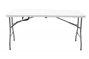 Masa de camping pliabila profesionala Rodeo cadru metalic, gri deschis 152x60x74cm - Img 5