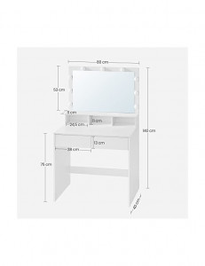 Masa de toaleta, Vasagle, 9 lumini, Alb, RDT120T10, 40 x 80 x 140 cm - Img 6