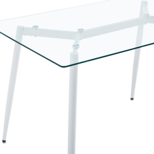 Masa dining Quana, Pako World, Sticla, Picioare albe, 120x70x75 cm - Img 5