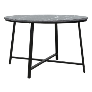 Masa Gianno aspect marmura neagra - picior negru D120x76cm - Img 1