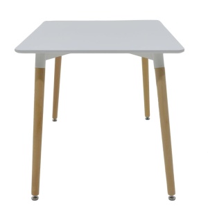 Masa Natali MDF alb cu picioare naturale 120x80x76 cm - Img 3