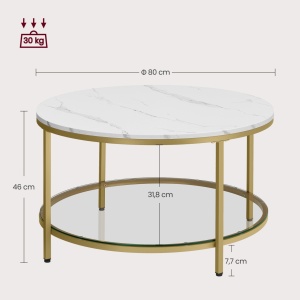 Masuta de Cafea, Vesta, Alb, 80x80x46 cm - Img 5