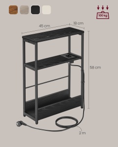 Masuta laterala cu priza Vasagle Negru 45x18x58 cm - Img 6