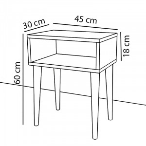 Noptiera Hank, culoarea nuc 45x30x60cm - Img 3